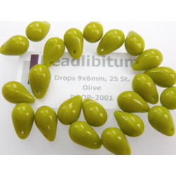 Drops 9x6mm Olive, 25 St.