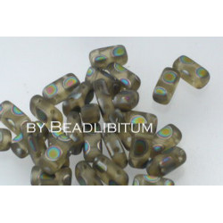 Two-Hole Prism Beads 4x8mm Khaki Peacock, 20 St.