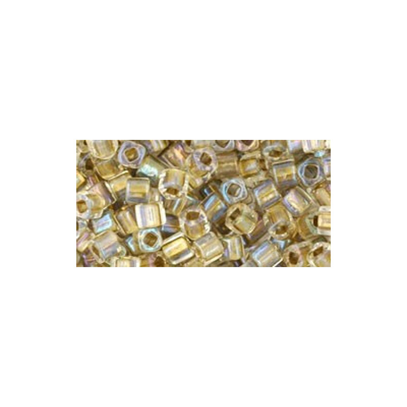 TOHO Cube 3mm (#262) Inside-Color Crystal/Gold Lined