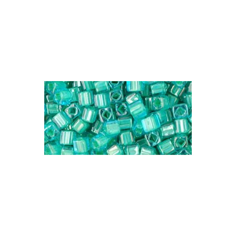 TOHO Cube 3mm (#954) Inside-Color Aqua/Lt Jonquil Lined